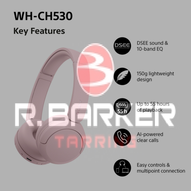 Sony WHCH530P.CE7 Wireless Over Ear Headphones Pink