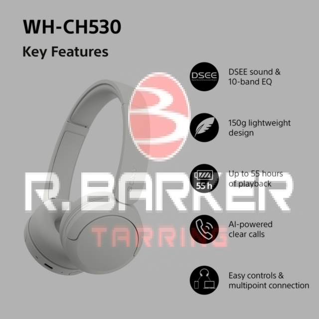 Sony WH-CH530W.CE7 Wireless Over Ear Headphones White